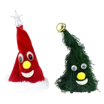 Funny Swing Christmas Hat Novelty Green Red Moving Music Hat For Christmas Decoration & Children's Electric Toys