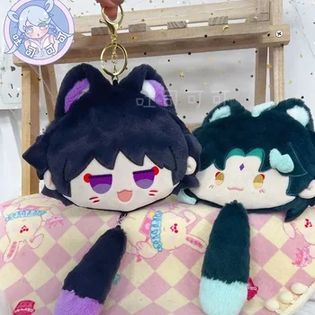 Genshin Impact Žaidimas Xiao Balladeer Cute Cat Series Cartoon Plush Dolls Pendant Coin Piniginės piniginės Anime ausinių laikymo krepšys Dovana