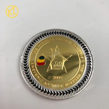 Gražus 24K paauksuotas šimtas trilijonų dolerių Zimbabvės penkių gyvūnų galvos moneta verslui Kolekcijos dovanos Namų dekoras