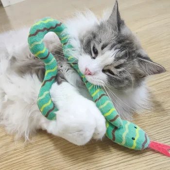Gyvatės formos interaktyvus katės žaislas Įkandimui atsparus katžolės žaislas Imitacinis katinas Juokingas savaiminis žaislas kačiukų reikmenims