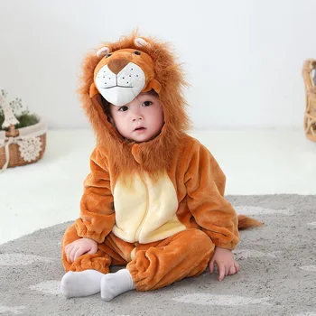Gyvūnų karalius Liūtas Kigurumi kostiumas Baby Boys Baby Toddler Žieminė pižama Kombinezonas Onesies Flanel gimtadienio puošni suknelė