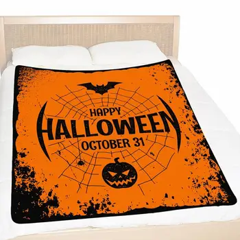 Helovino antklodės baisios flanelės metimo antklodė su mielais raganų vorų ir moliūgų raštais Oro kondicionierius Antklodės siaubo gerbėjai