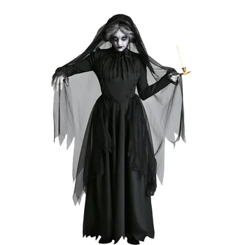 Helovino vampyrų raganų suknelė Cosplay kostiumai Baisios moterys Scenos spektaklis Dėvėti kostiumą Suaugusiųjų vaiduoklių puošni suknelė su apsiaustu