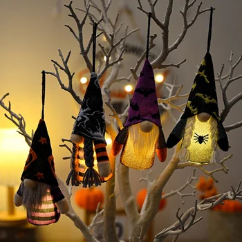 Helovino šikšnosparnio skrybėlė Beveidė nykštuko lėlė su lemputėmis Kabantis pakabukas Medžio dekoras Derliaus saulėgrąžos Pliušinės lėlės dekoracijos Namams