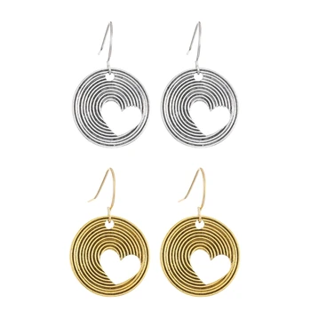 Hip Hop Ausų žiedai Apvalūs tuščiaviduriai širdies ausų kabliukai Geometriniai ausų drabužiai Papuošalų dovana T8DE