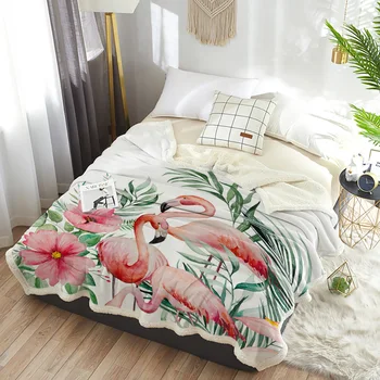 Ins stilius Tropiniai augalai Flamingai Antklodės Žiema Šilta kašmyro antklodė Biuro sofa Minkštas mesti antklodė Vaikiška lovatiesė 5