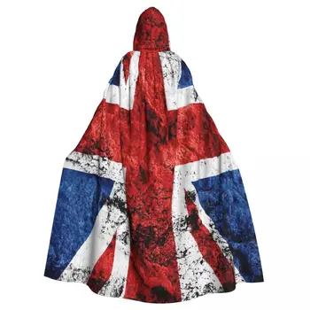 Jungtinės Karalystės vėliava su gobtuvu apsiaustas Helovino vakarėlis Cosplay moteris vyrai suaugęs ilgas raganiškas chalatas su gobtuvu