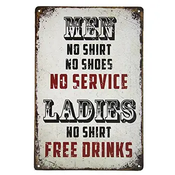 Kalynvi -Vyrai be marškinių Ženklas Nr. Paslaugos Ponios Nemokami gėrimai Man Cave Bar Tavern Frat House