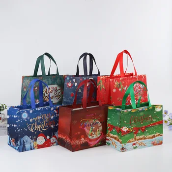 Kalėdiniai neaustinio audinio krepšiai Kalėdų senelio saldainių maišeliai Vaikų šventės Laimingas Naujųjų metų vakarėlis Palankiai vertina dovanų pakavimą