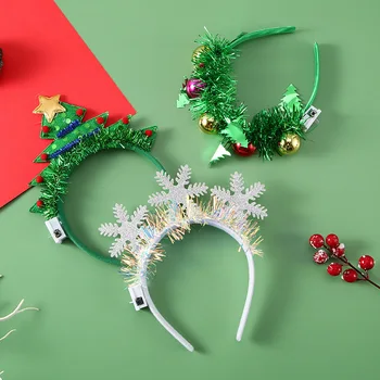 Kalėdinė galvos juosta su LED lemputėmis Snaigė Kalėdų eglutės plaukų juosta 2023 m Kalėdų dekoracijos namų mergaitėms Moterys Naujųjų metų dovanos
