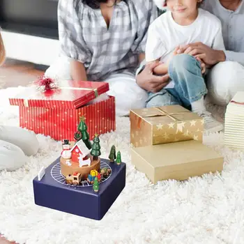 Kalėdinė medinė muzikinė dėžutė Kūrybinio žaidimo melodija ''linksmų Kalėdų'' Klasika šeimos mergaitėms Kolekcinis Kalėdų gimtadienis 2
