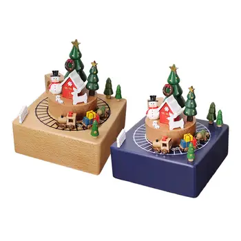 Kalėdinė medinė muzikinė dėžutė Kūrybinio žaidimo melodija ''linksmų Kalėdų'' Klasika šeimos mergaitėms Kolekcinis Kalėdų gimtadienis 4