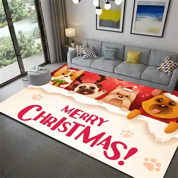 Kalėdų senelis, sniego senis, svetainės kilimas, namų dekoravimas, sofa, stalas, didelis plotas, vaikų neslystantis grindų kilimėlis 4