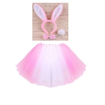 Kids White Easter Bunny Sijonai mergaitei Triušio kostiumas mažyliui Rinkinys vaikams Gimtadienio šventė Šventinė šokių apranga 1