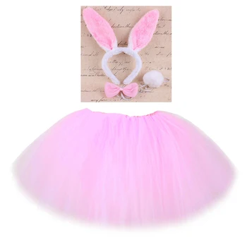 Kids White Easter Bunny Sijonai mergaitei Triušio kostiumas mažyliui Rinkinys vaikams Gimtadienio šventė Šventinė šokių apranga 2
