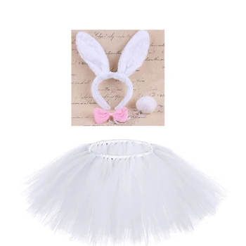 Kids White Easter Bunny Sijonai mergaitei Triušio kostiumas mažyliui Rinkinys vaikams Gimtadienio šventė Šventinė šokių apranga 3