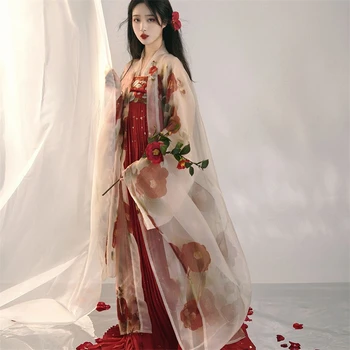 kinų tradicinė fėja Hanfu gėlių siuvinėjimo suknelė Moterys Tang Suit Cosplay kostiumas