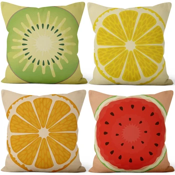 Kiwi Lemon Orange Arbūzas Linas vaisių pagalvės užvalkalas Sofos pagalvėlės užvalkalas Namų dekoravimas Poliesteris 40x40 45x45 50x50 30x50