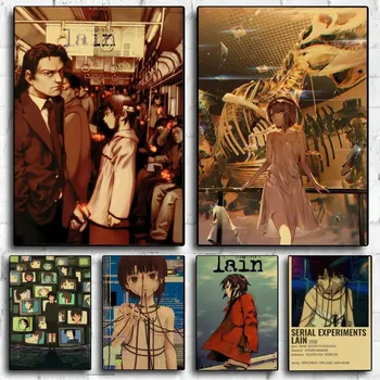 Klasikiniai anime animacinių filmų serijiniai eksperimentai Lain Vintage Poster Kraft Paper Sienų tapyba Studijų lipdukai Big Szie sienų tapyba