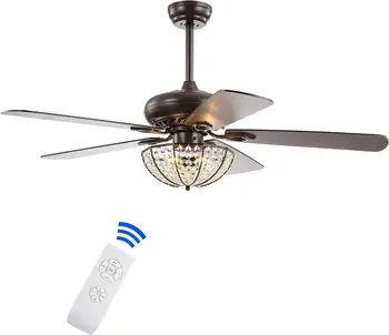 Krištolinis LED lubų ventiliatorius su nuotoliniu būdu Klasikinė svetainė Valgomasis Miegamasis namams Decr Retro lubų ventiliatorius Šviestuvas