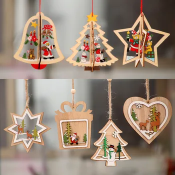 Linksmų kalėdinių medinių pakabukų kalėdinių dekoracijų Kalėdų eglutės kabantys papuošalai Naujųjų metų dekoras namų vaikams Žaislas 2023 m Navidadas