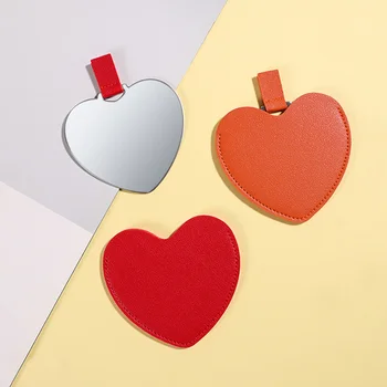 Love Heart mini makiažo veidrodis Itin plonas nerūdijančio plieno kompaktiškas kišeninis rankų personalizuotas grožis Kosmetiniai veidrodžiai gimtadienio dovana