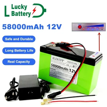 Lucky 18650 ličio baterijų paketas 12v 58Ah, tinkamas saulės energijai ir elektromobiliui Akumuliatoriaus maitinimo ekranas +12.6v 3A įkroviklis