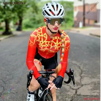 Macaquinho Ciclismo 2023 Kafitt moterų dviračių kombinezonas MTB triatlonas beždžionė ilgomis rankovėmis UV spinduliams atsparūs dviračių drabužiai