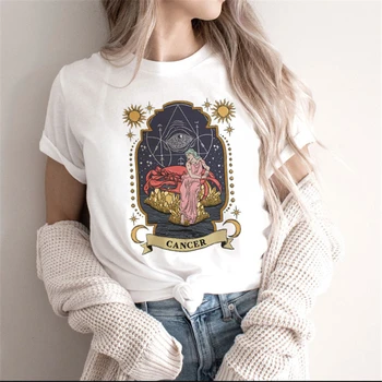 Mada Mėnulio taro kortų spausdinimo marškinėliai Estestinis pusmėnulio saulės ir mėnulio grafikas Tee Top Women Retro Witch Gothic Tshirt Women