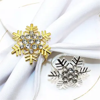 Metaliniai snaigių servetėlių žiedai Naujas vanduo Deimantas Auksas ir sidabras Snaigių servetėlių laikikliai Vestuvės Žieminė kalėdinė servetėlių sagtis