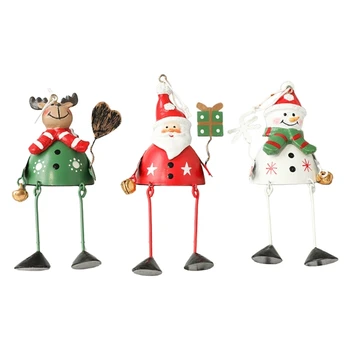Metalinis kalėdinis darbastalio dekoro pakabukas Kalėdų senis Briedis Geležinis eglutės pakabuko dekoravimas