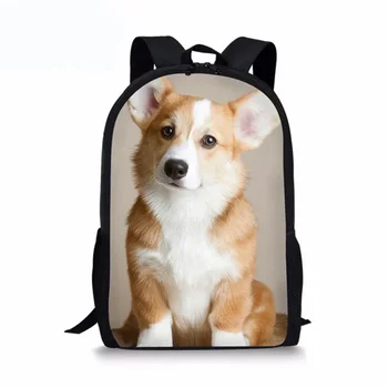 Mielas velsietis Corgi Pembroke Dog Print for Boys Girls Kids Student Bookbags Backpack Casual School Bag