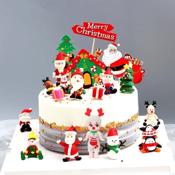 Molis Linksmas kalėdinis pyragas Topper Angel Kalėdų senelio kalėdinio vakarėlio tortų toppers desertų dekoravimas vaikams Kalėdiniai pyragaičiai