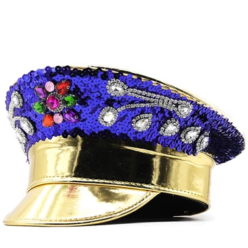 Moterys Auksas Blizgučiai Deganti nuotaka Karinė skrybėlė Prabangus vestuvių kapitonas Seržanto skrybėlė Aštuonkampis Kalnų krištolas Festivalio gimtadienio dalis Skrybėlė
