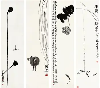 MT0017 Kinų stiliaus lotoso žvejybos peizažas Spausdinti Meno drobė Plakatas svetainei Dekoras Namų sienos paveikslėlis