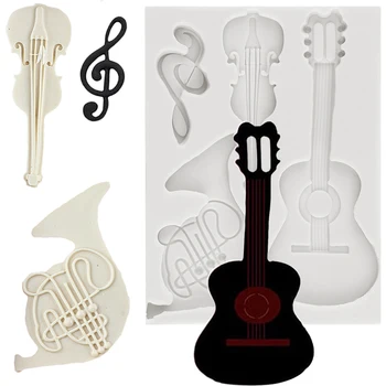 Music Note Nėrinių silikoninės formos gitaros fondanto torto dekoravimas 