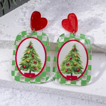 Naujas 1pair Kalėdų briedis Kalėdų senelis Varpas Kabantys auskarai Plastikiniai lašiniai auskarai Šventinis pareiškimas Blizgučiai Papuošalai Dovanos 0