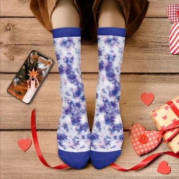 Naujas mėlynas atvaizdas Gėlių raštas moterims Vyrai Krepšinis Neslidžios kojinės Patogios kvėpuojančios minkštas dezodorantas Vidurinio vamzdelio kojinės
