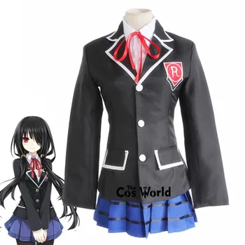 PASIMATYMAS GYVAI Tokisaki Kurumi mokyklos uniforminis paltas Marškiniai Suknelė Apranga Anime Cosplay kostiumai