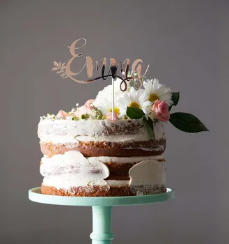 Personalizuotas graviruotas tortas Toppers Individualus pavadinimas su gimtadienio vakarėlio tortu Topper Bet koks vardas Vestuvių tortų topper Dekoro reikmenys