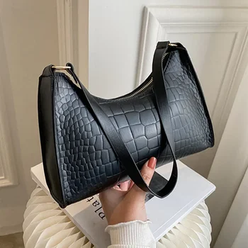 Populiarus krokodilo rašto moteriškas krepšys 2023 Nauja tendencija PU odinės rankinės per petį Fashion Texture Zipper rankinės moterims Prabanga