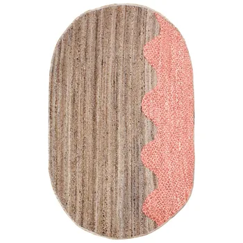 Prieškambaris Persikų kilimas Rankų darbo medvilninis džiutas Ovalus kilimas Svetainė Bėgiko zonos kilimas