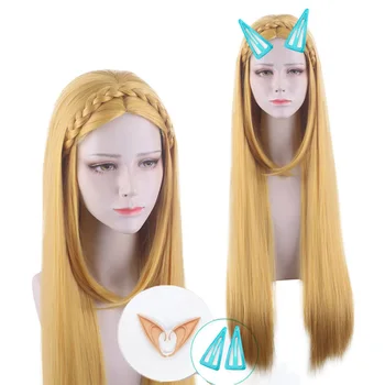 princesė Zelda: Cosplay perukas ilgas auksinis blondinė pintas stilius karščiui atsparus sintetinis plaukų perukas Helovino vakarėlis vaidina