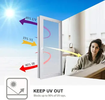 privatumo lango plėvelė vienpusis veidrodis, lipnus atspindintis lango atspalvis, anti UV šilumą kontroliuojanti stiklo plėvelė namų biurui 3