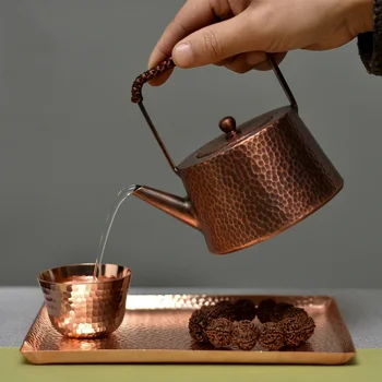 Rankų darbo arbatinukas, arbatos virdulys, kaltas amatas, grynas varinis arbatas, 400ML 3