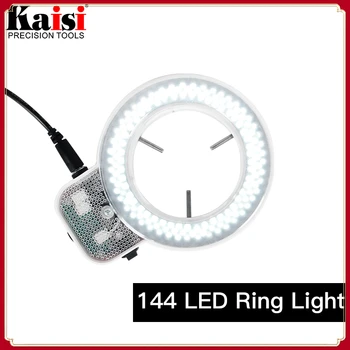 Reguliuojama 144 LED žiedinė lemputė itin ryški lempa su 1V-240V kintamosios srovės stiprintuvo adapteriu pramoniniam stereo mikroskopui220 / 110V