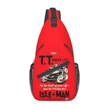 Retro Isle Of Man TT Race Sling Chest Crossbody Bag Men Fashion Motobike Sport Shoulder Backpack for Camping Biking