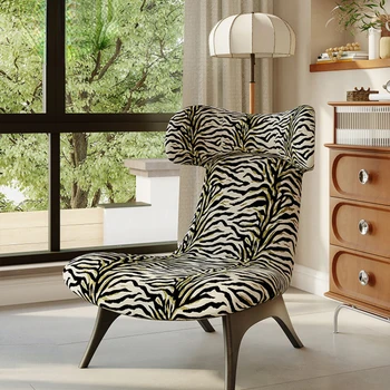 Retro stiliaus zebro vieno asmens sofa, svetainė, namų dizainas, vieno asmens laisvalaikio kėdė, aukščiausios klasės viengulė kėdė