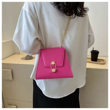 Rose Solid Girl Woman Messenger Trend Chain Pečių krepšys PU PVC oda Moterys Luxury Lady Small Handbag Piniginės Office Lady Krepšys