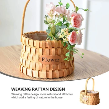 Rotango gėlių krepšelis Rankų darbo pintas sodinamasis krepšys su rankena Austas laikymo krepšys namų vestuvių sodo dekoravimui Piknikas